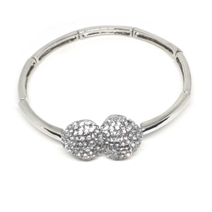 Crystal Heart Bangle (Silver)