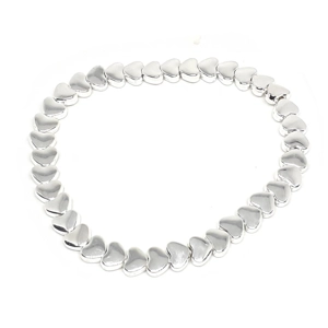 Flat Heart Bead Bracelet (Silver)