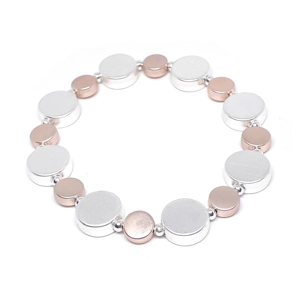 Flat Circle Bead Bracelet (Silver / Rose Gold)