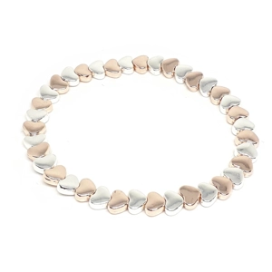 Flat Heart Bead Bracelet (Silver / Rose Gold)