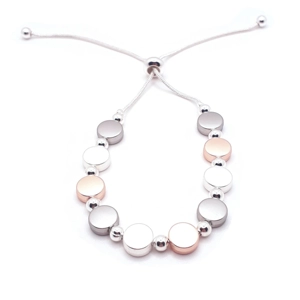Flat Circle Drawstring Bracelet (Silver / Rose Gold / Grey)