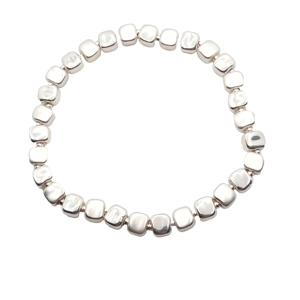 Rounded Cube Bead Bracelet (Silver)