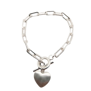 Chunky Heart T-Bar Bracelet (Silver)