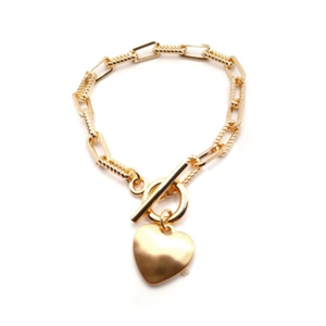 Chunky Heart T-Bar Bracelet (Gold)