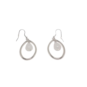 Pear Drop Earrings (Silver / White)