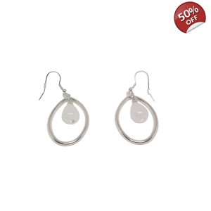 Pear Drop Earrings (Silver / White)