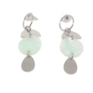 Pastel Drop Earrings (Silver / Green)