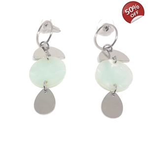 Pastel Drop Earrings (Silver / Green)