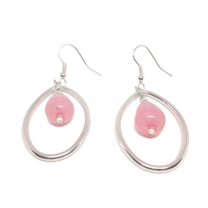 Pear drop Earrings (Pink / Silver)