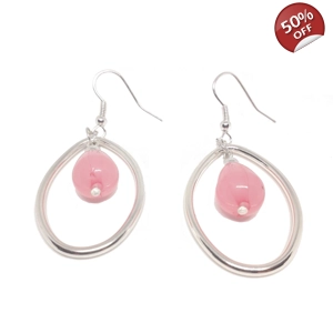 Pear drop Earrings (Pink / Silver)