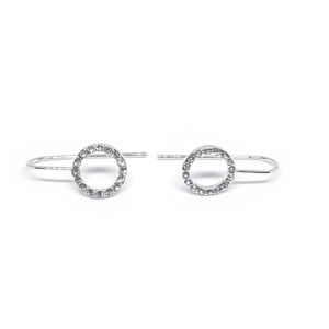 Geometric Diamante Hook Earrings (Silver)