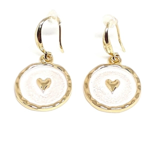 Embossed Heart Hook Earrings (Gold)