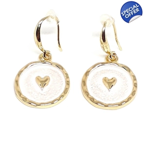 Embossed Heart Hook Earrings (Gold)