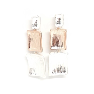 Oblong Drop Earrings (Silver / Rose Gold)