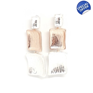 Oblong Drop Earrings (Silver / Rose Gold)