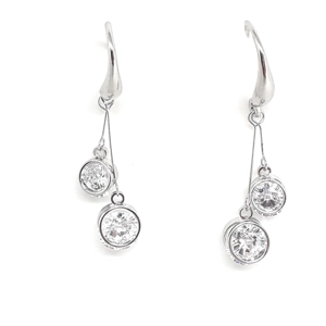 Twin Diamante Crystal Earrings (SIlver)