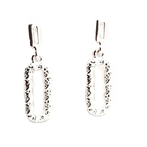 Textured Rectangular Drop Earrings (Silver)
