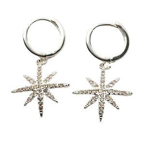 Starburst Hoop Drop Earrings (Silver)