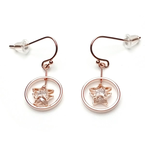 Starry Hoop Drop Earrings (Rose Gold)