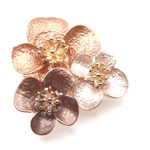 Floral Magnetic Brooch (Brown / Gold)