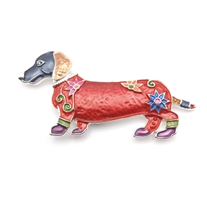 Dachshund Magentic Brooch (Red)