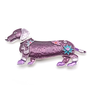 Dachshund Magentic Brooch (Purple)