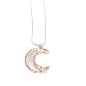 Double Moon Pendant Necklace (Silver / Rose Gold)