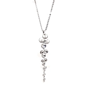 Crystal Pendant Long Necklace (Silver)