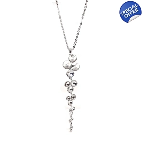Crystal Pendant Long Necklace (Silver)