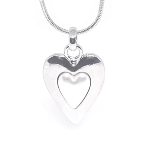 Heart Long Necklace (Brushed Silver)