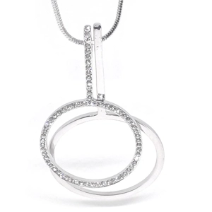 Double Hoop Diamante Necklace (Silver)