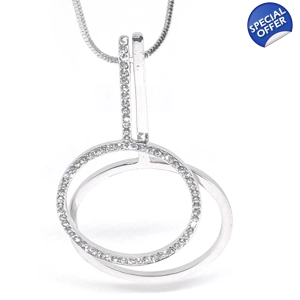 Double Hoop Diamante Necklace (Silver)