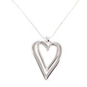 Double outline heart necklace (SIlver)