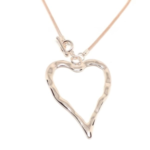 Heart Outline T-bar Pendant Necklace (Rose Gold)