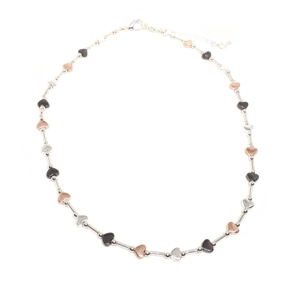 Flat heart bar link necklace (Silver / Rose Gold / Black)