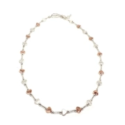 Flat Heart Bar link Necklace (Silver / Rose Gold)