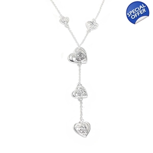 Heart Lariat Necklace (Silver)