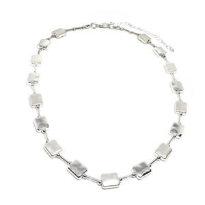 Hammered Oblong Short Necklace (Silver)