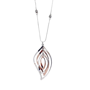 Abstract Teardrop Long Necklace (Silver / Rose Gold)