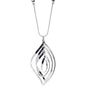 Abstract Teardrop Long Necklace (Silver)