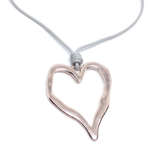 Chunky Heart Pendant Necklace (Rose Gold / Grey)