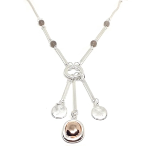 Multi Disc Long Necklace (Silver / Rose Gold)