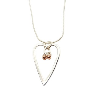 Outline Heart and Bead Short Necklace (Silver / Gold)