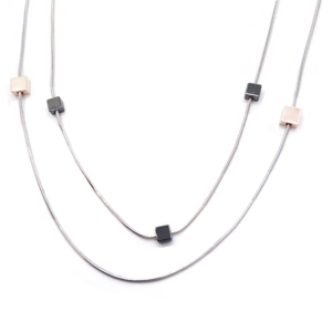 Cube Long Necklace (Silver / Rose Gold / Black)