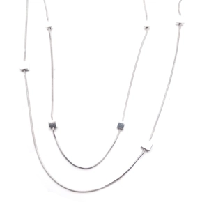 Cube Long Necklace (Silver)