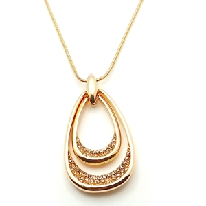 Diamante Teardrop Short Necklace (Gold)