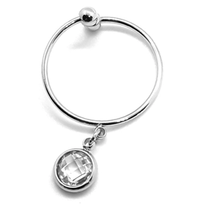 Clear Crystal Adjustable Ring (Silver)