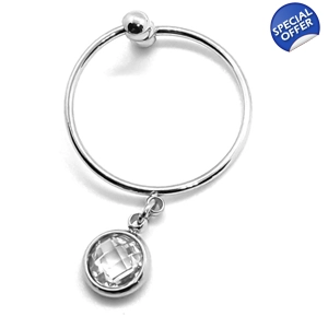 Clear Crystal Adjustable Ring (Silver)