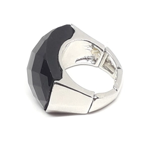 Elasticated Resin Ring (Black / Silver)