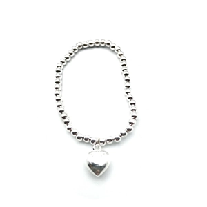 Heart Bead Bracelet (Silver)